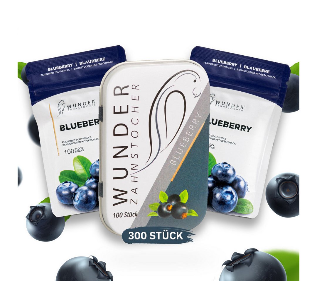 Wunder Zahnstocher Mundpflegecenter Wunder Zahnstocher mit Geschmack - 3er Bundle Blaubeere von Wunder Zahnstocher