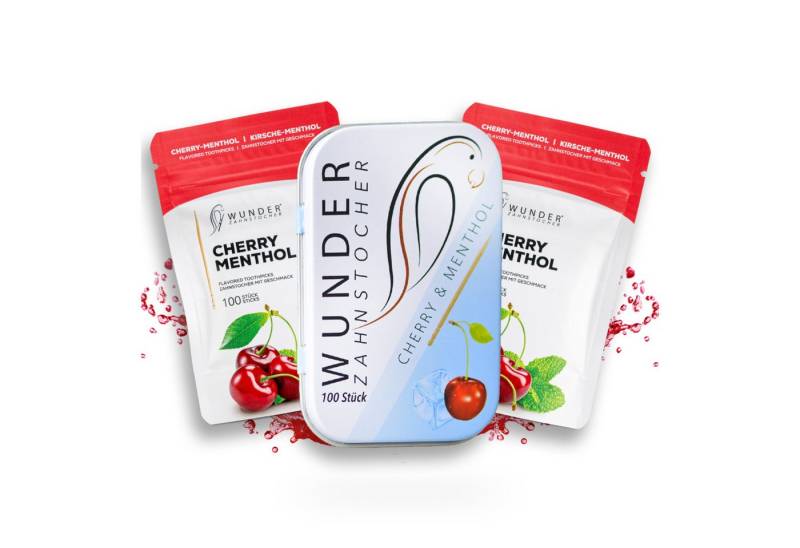 Wunder Zahnstocher Mundpflegecenter Wunder Zahnstocher mit Geschmack - 3er Bundle Kirsch-Menthol von Wunder Zahnstocher