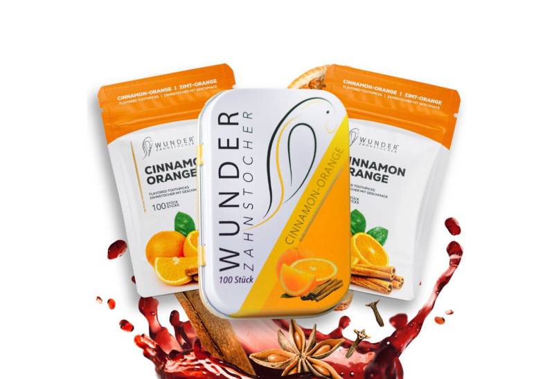 Wunder Zahnstocher Mundpflegecenter Wunder Zahnstocher mit Geschmack - 3er Bundle Zimt-Orange von Wunder Zahnstocher