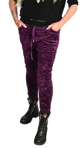 New Look Damen Chino Pant Hose Jogging-Style Wildleder/Feincord Optik Stretch Super zart und angenehm kuschelig (Pflaume) von Wunder&Schön