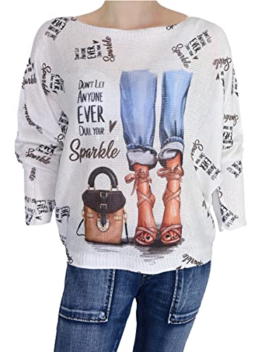 Wunder&Schön Damen Strick Pullover Put The Jeans on Einheitsgröße von Wunder&Schön