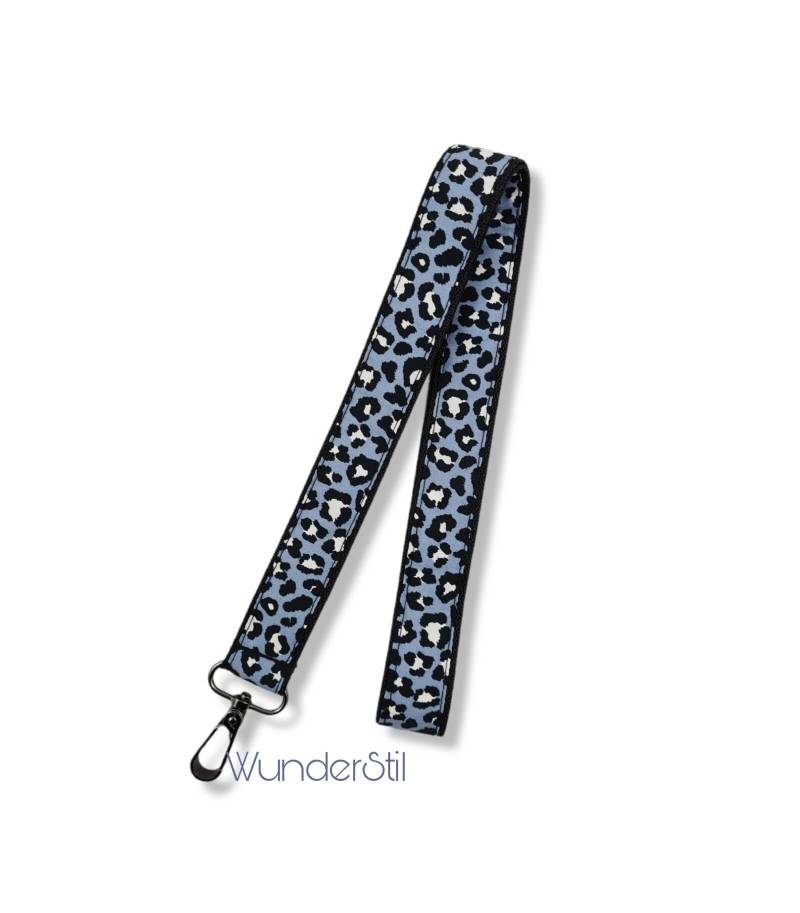Langes Schlüsselband Leo Blau Leoprint Tierprint Leopard von WunderStil