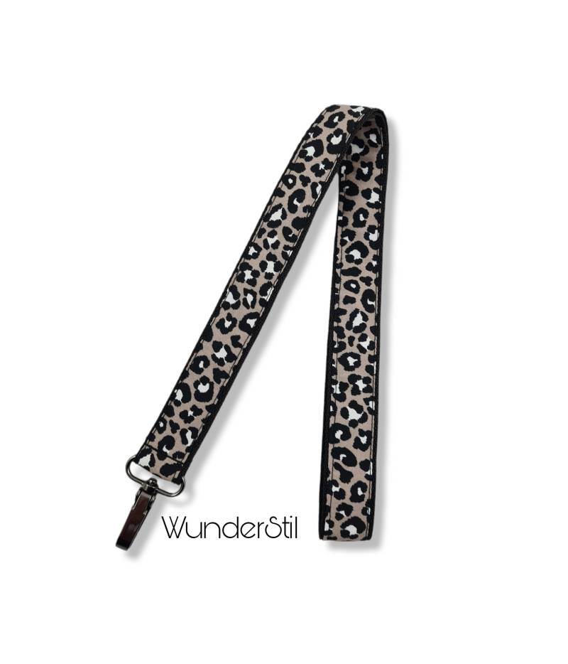 Langes Schlüsselband Leo Taupe Leoprint Tierprint Leopard von WunderStil