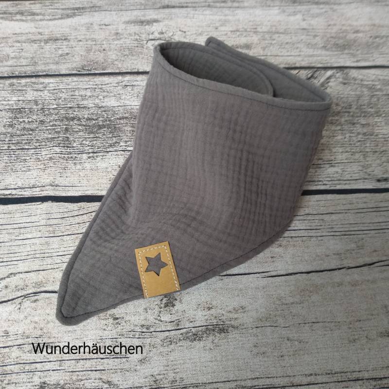 Halstuch Dreieckstuch Für Babys Und Kinder - Musselin Reine Baumwolle Grau von Wunderhaeuschen