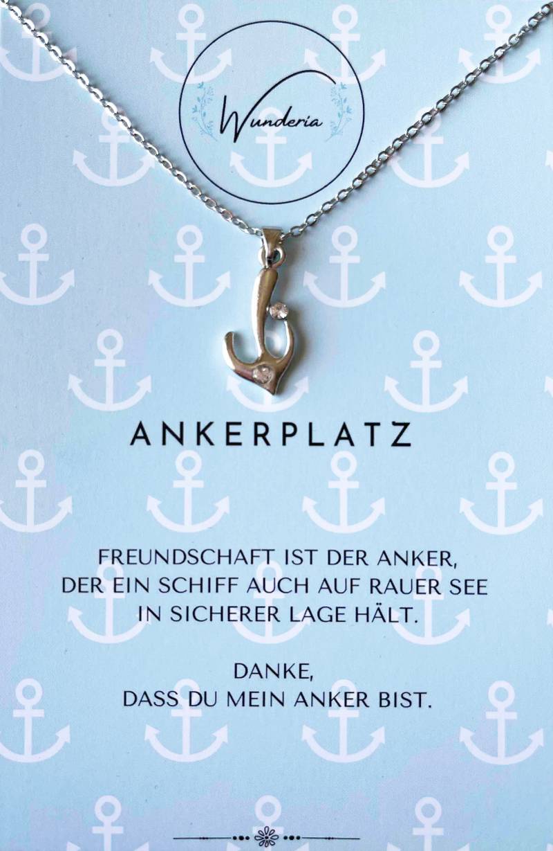 Ankerplatz Silberkette Mit Botschaft Anker Modeschmuck Halskette Maritim Ankerkette von Wunderia