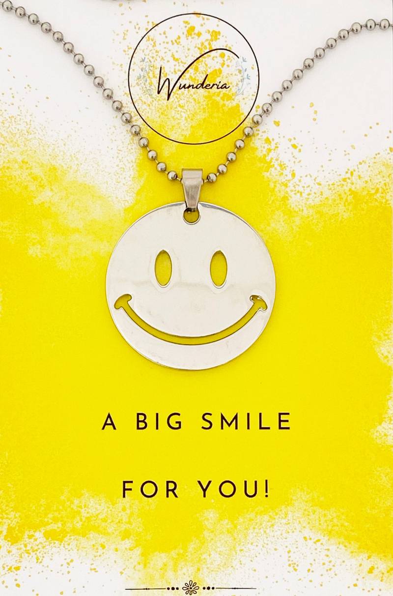 Emoji Halskette Edelstahl Big Smile Smiley Kette Streetwear Hip Hop Schmuck Extra Gross von Wunderia