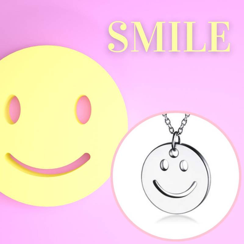 Emoji Halskette Sterling Silber 925 Smile Smiley Kette Good Vibes Only Lachen Lächeln von Wunderia
