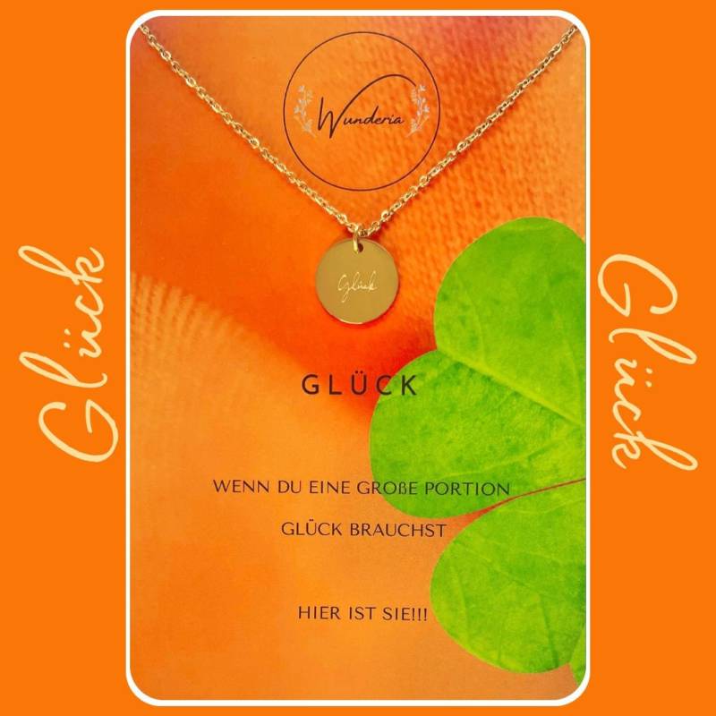 Glück Halskette Glücksbringer Gravur Münze Edelstahl Gold Positive Botschaft Geschenk Glück Halskette Glücksbringer Gravur Münze Edelstahl Gold Positive Botschaft Geschenk von Wunderia