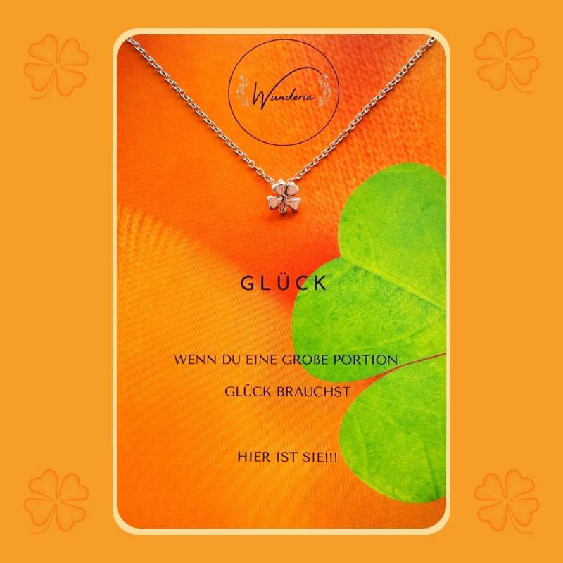 Glück Halskette Mit Positiver Botschaft Vierblättriges Kleeblatt Kette Silber Glücksbringer von Wunderia