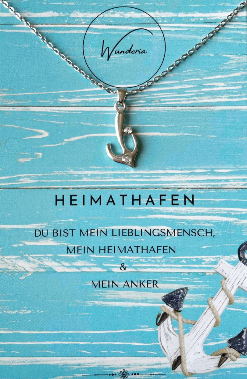 Heimathafen Silberkette Mit Botschaft Anker Modeschmuck Halskette Maritim Ankerkette von Wunderia