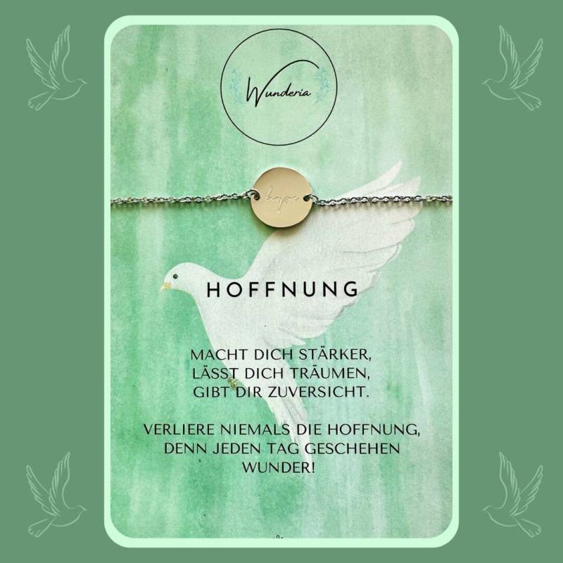 Hoffnung Armband Münzarmband Hope Gravur Silber Armkette Edelstahl Mutmacher Glücksbringer Glaube Wunder von Wunderia