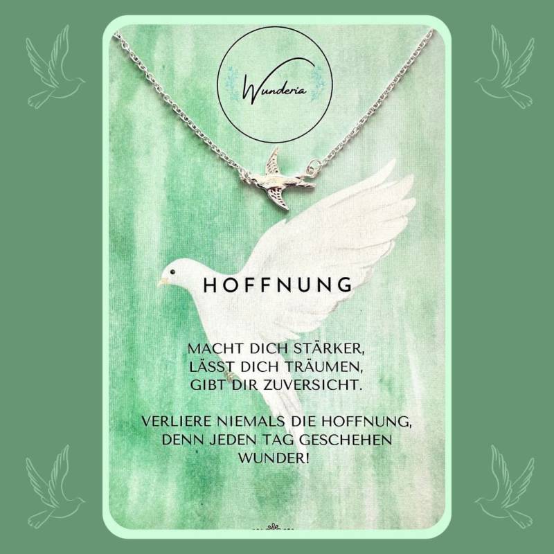 Hoffnung Halskette Taube Kette Modeschmuck Mutmacher Glücksbringer Glaube Wunder von Wunderia