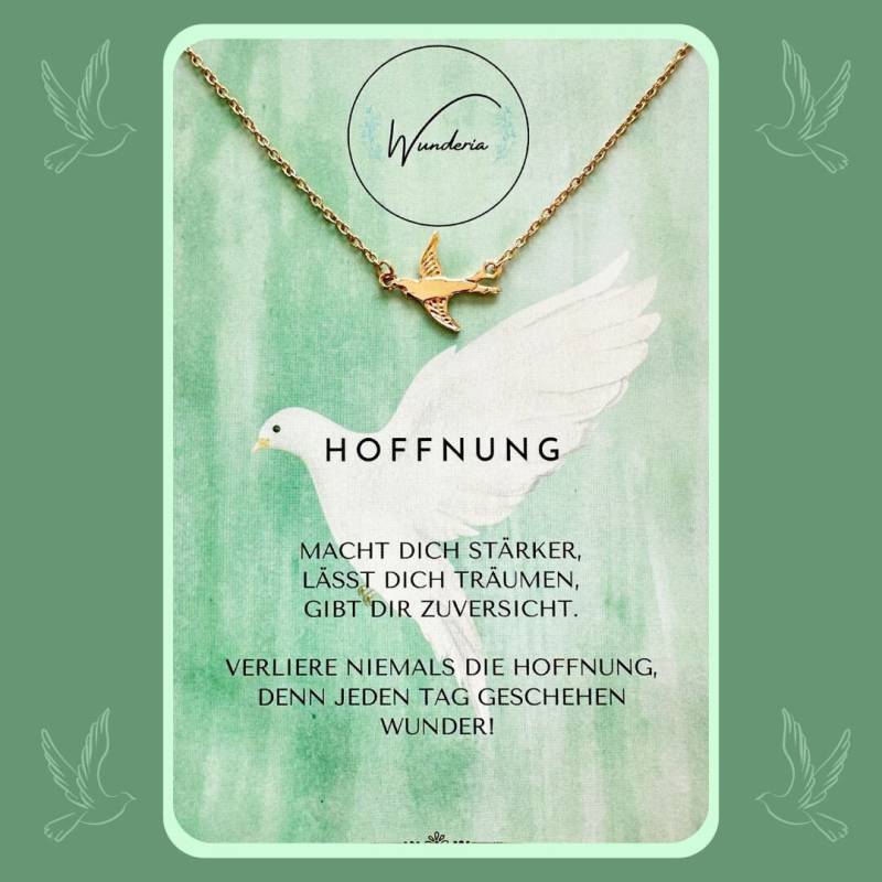 Hoffnung Halskette Taube Kette Modeschmuck Mutmacher Glücksbringer Glaube Wunder von Wunderia