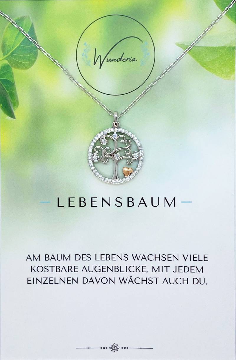 Lebensbaum Halskette 925 Sterling Silber Mit Positiver Botschaft Tree Of Life Silberkette Familie von Wunderia