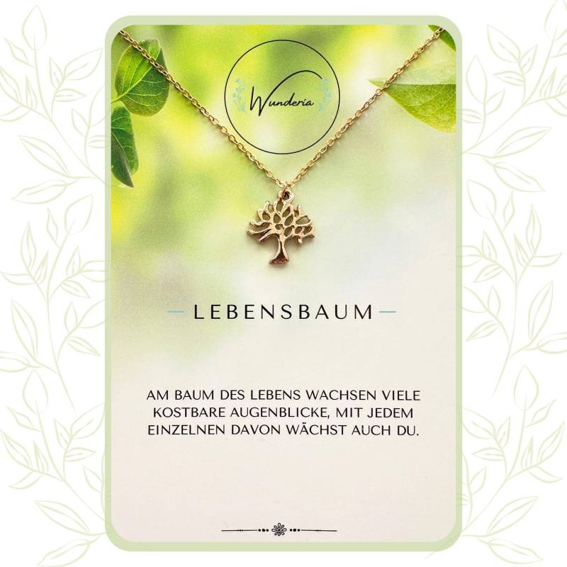 Lebensbaum Halskette Modeschmuck Gold Mit Positiver Botschaft Tree Of Life Silberkette Baum Des Lebens von Wunderia