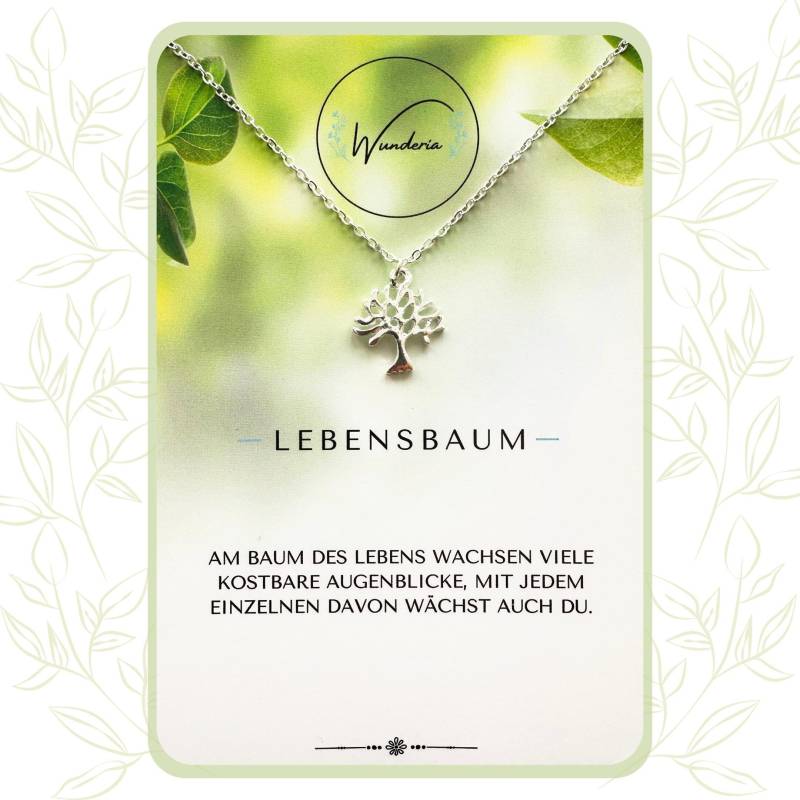 Lebensbaum Halskette Modeschmuck Silber Mit Positiver Botschaft Tree Of Life Silberkette Baum Des Lebens von Wunderia