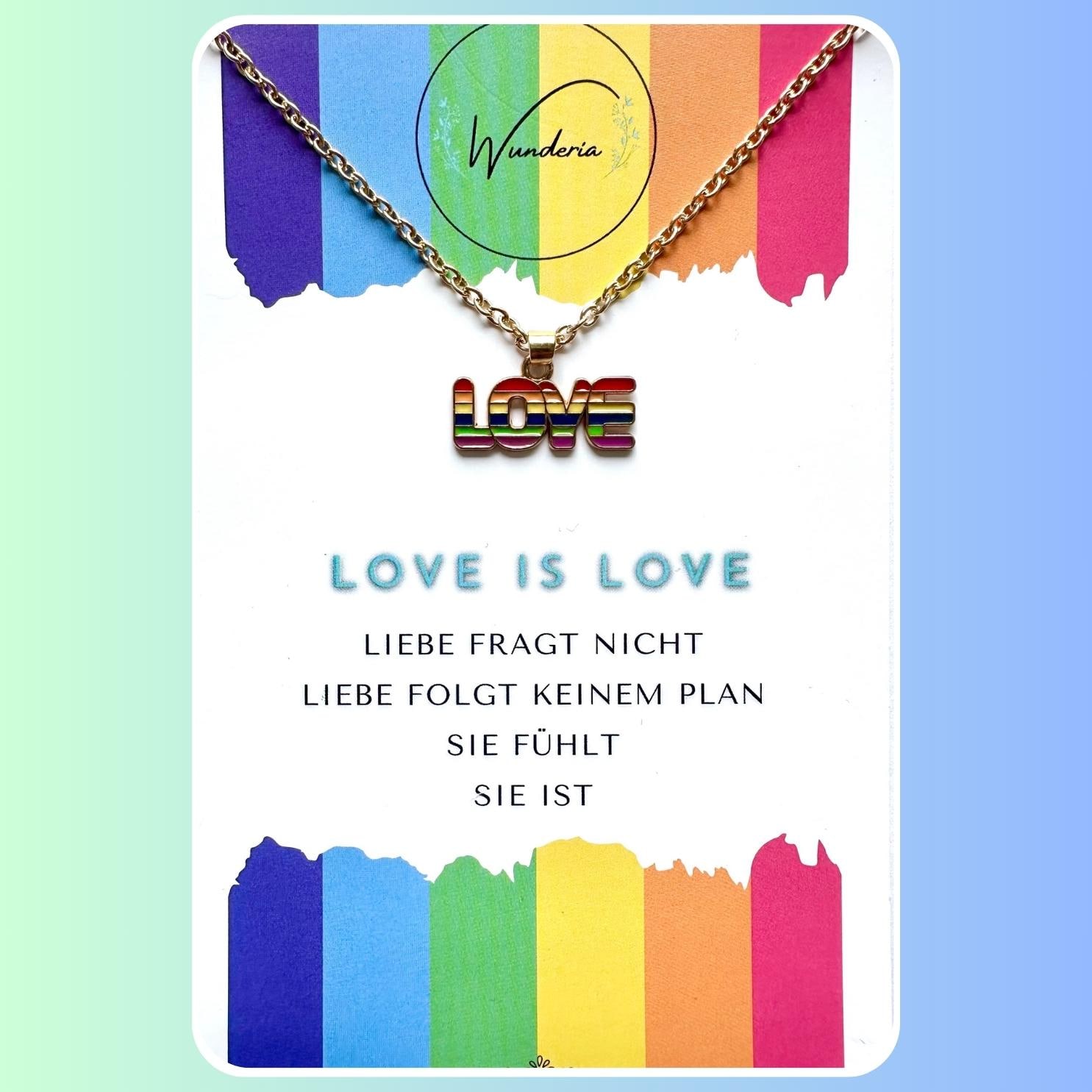 Love Is Love Halskette Pride Kette Mit Positiver Botschaft Positive Vibes Bunt Regenbogen Lgbtq Love Is Love Halskette Pride Kette Mit Positiver Botschaft Positive Vibes Bunt Regenbogen Lgbtq von Wunderia