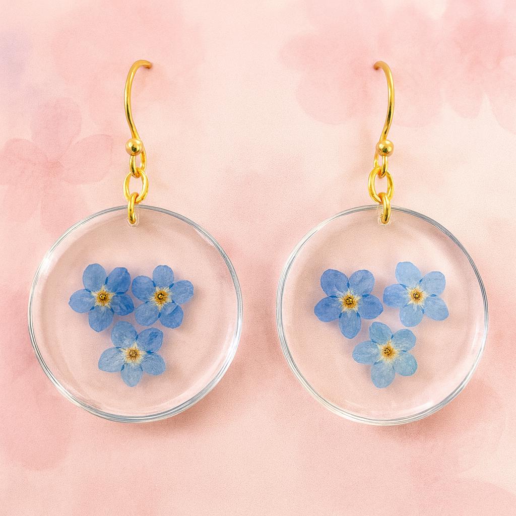 Ohrringe Mit Echten Blüten in Blau - Handgefertigte Getrocknete Blütenohrringe Gold, Floraler Schmuck, Geschenk Für Sie, Modeschmuck Ohrringe Mit Echten Blüten in Blau - Handgefertigte Getrocknete Blütenohrringe Gold, Floraler Schmuck, Geschenk Für Sie, Modeschmuck von Wunderia