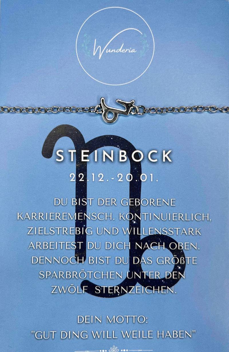 Sternzeichen Steinbock Capricorn Mit Botschaft Armband Silber Glücksbringer Armkettchen von Wunderia