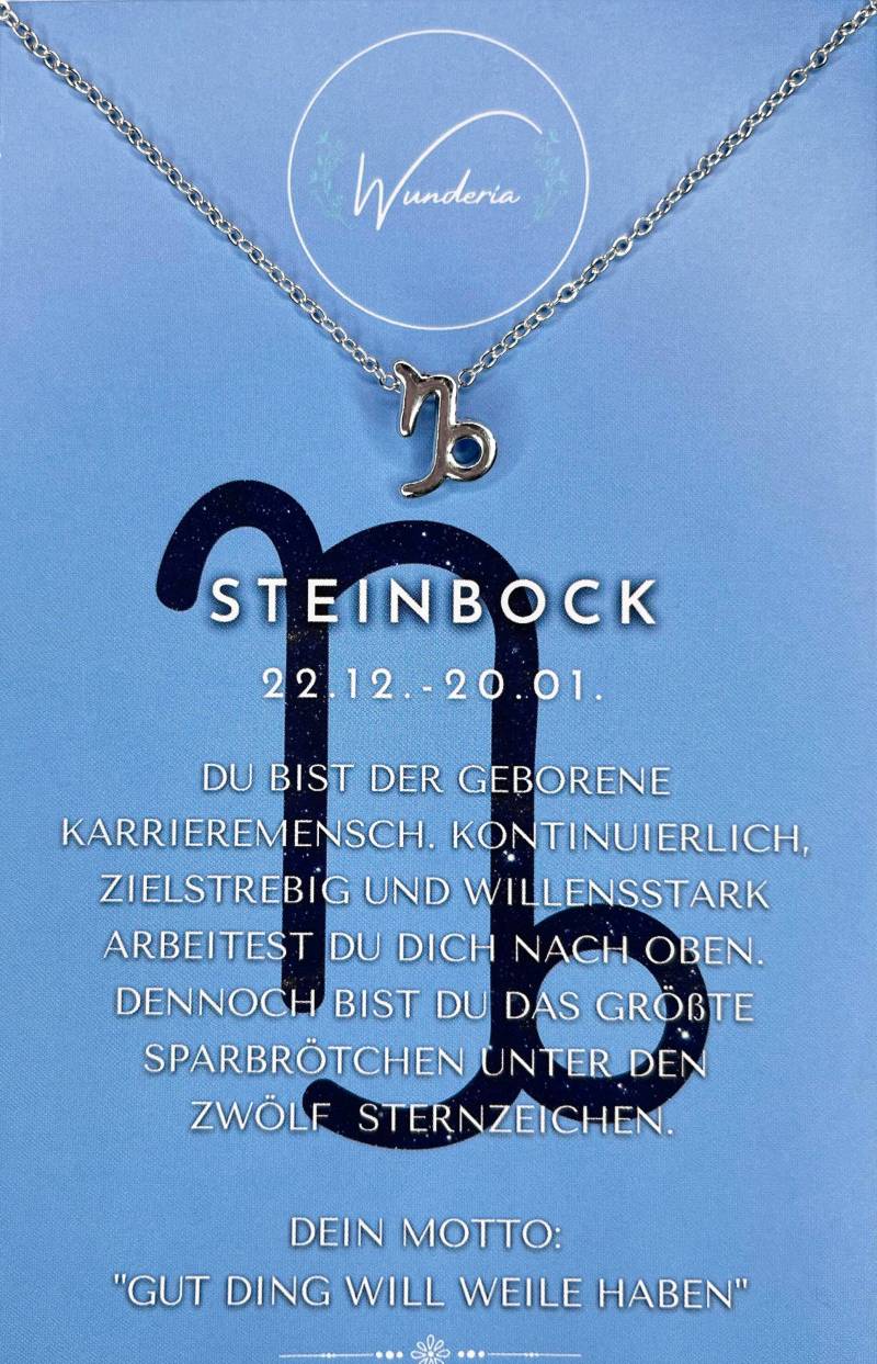 Sternzeichen Steinbock Capricorn Mit Botschaft Halskette Silber Kette Glücksbringer von Wunderia