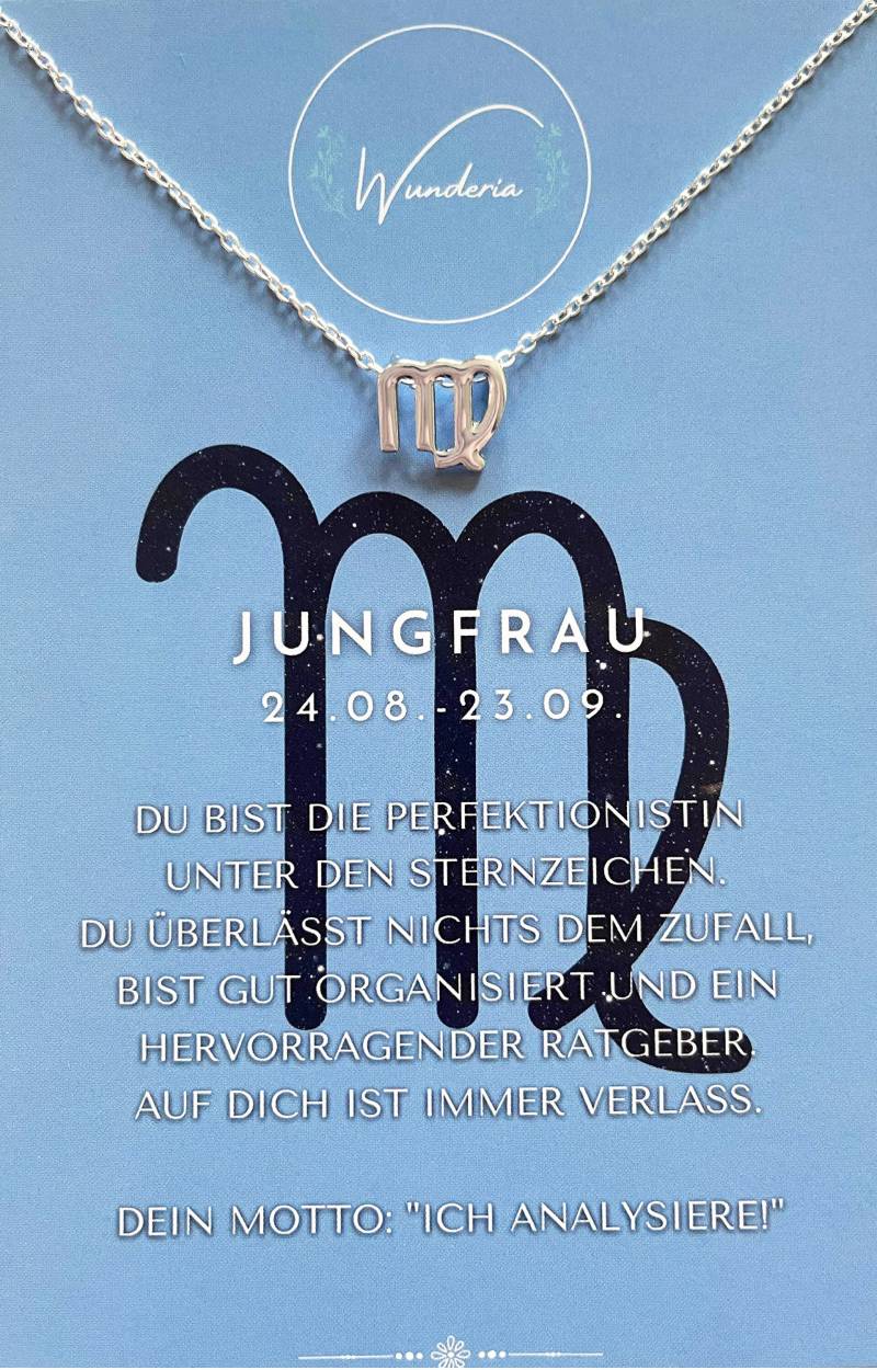 sternzeichen Jungfrau Virgo Mit Botschaft Halskette Silber Kette Glücksbringer von Wunderia