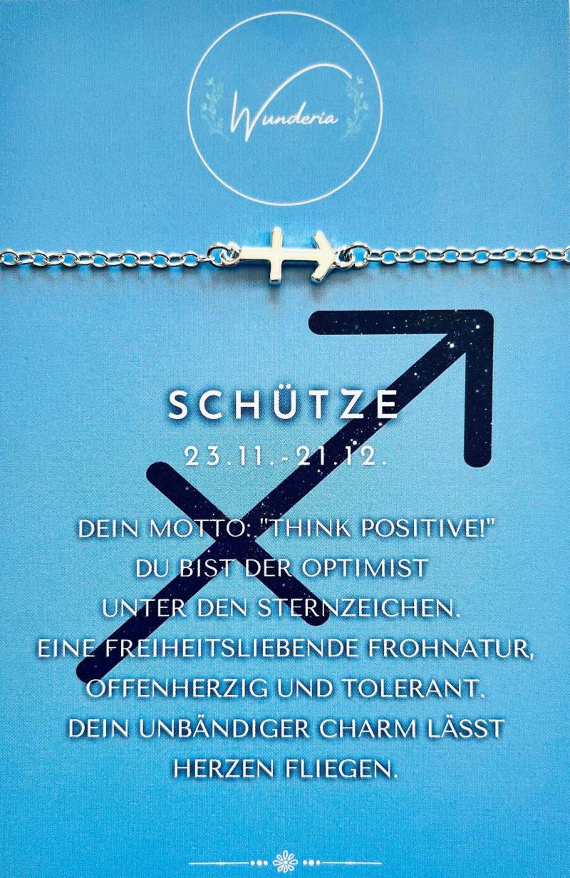 sternzeichen Schütze Sagittarius Mit Botschaft Armband Silber Armkettchen Glücksbringer von Wunderia