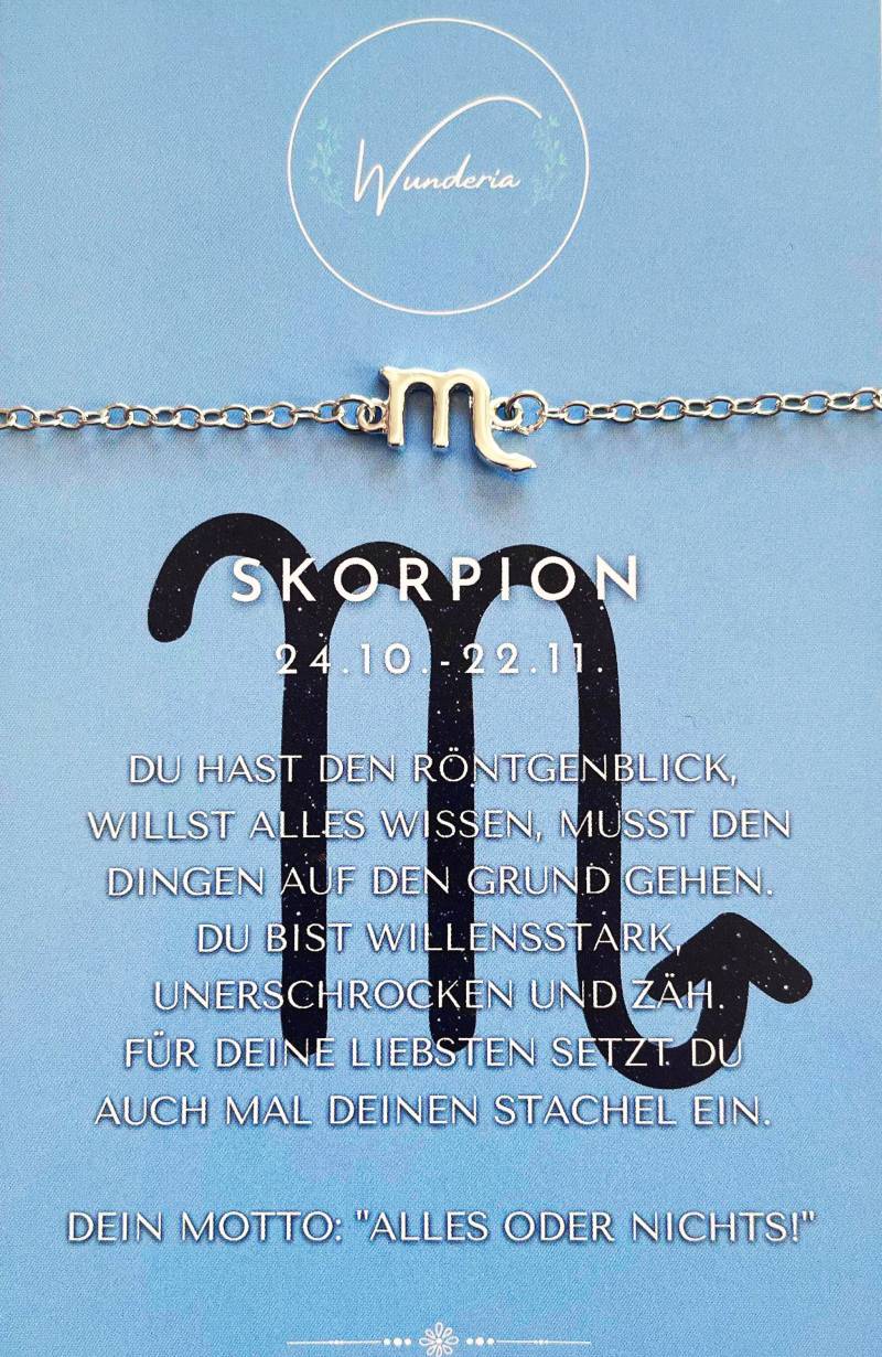sternzeichen Skorpion Scorpio Mit Botschaft Armband Silber Armkettchen Glücksbringer von Wunderia