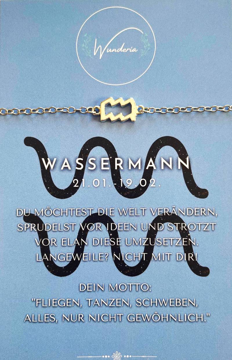 sternzeichen Wassermann Aquarius Mit Botschaft Armband Silber Armkettchen Glücksbringer von Wunderia