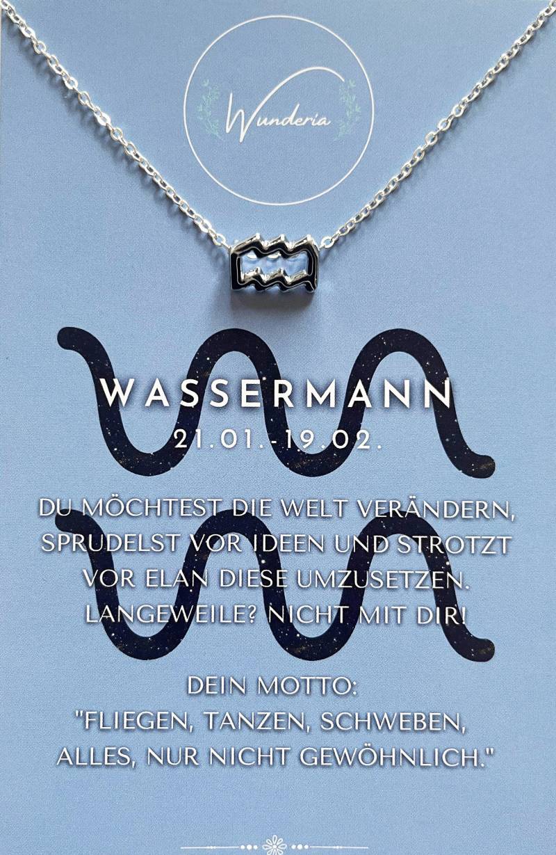 sternzeichen Wassermann Aquarius Mit Botschaft Halskette Silber Kette Glücksbringer von Wunderia