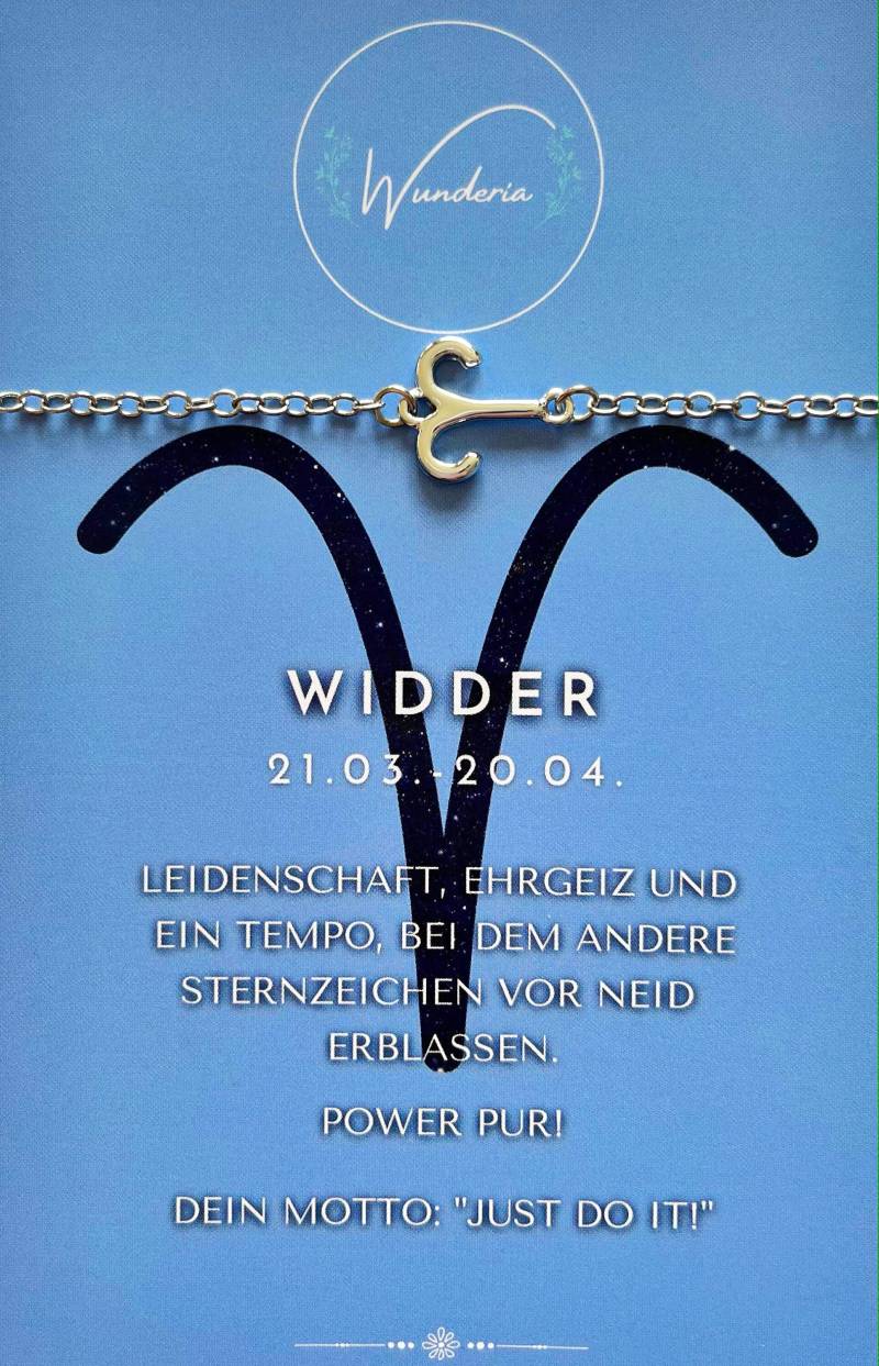 sternzeichen Widder Aries Mit Botschaft Armband Silber Armkette Glücksbringer von Wunderia