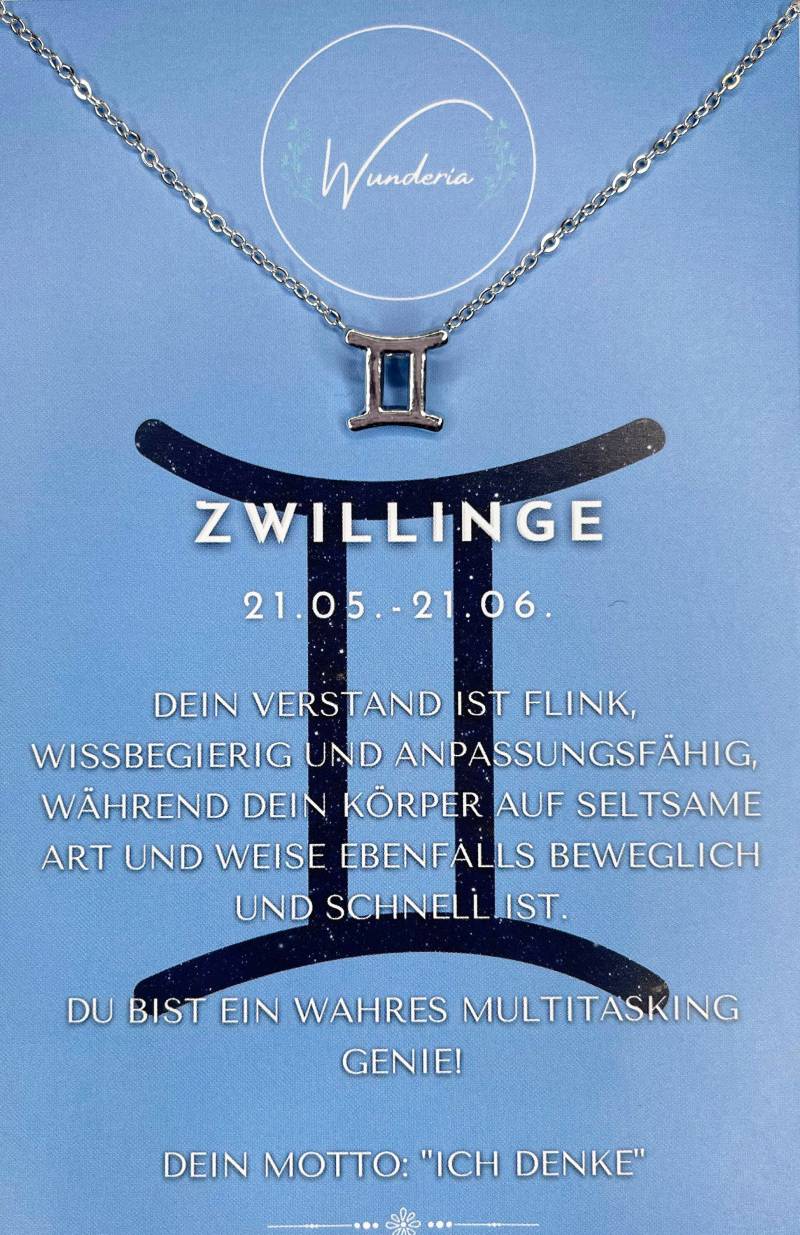 sternzeichen Zwillinge Gemini Mit Botschaft Halskette Silber Kette Glücksbringer von Wunderia