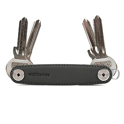 Wunderkey Leder Schwarz (bis 12 Schlüssel) – der Schlüssel Organizer Made in Germany mit Premium Qualität | Key Organizer | Schlüsseletui | Schlüsselhalter | Schlüsselbund Organizer | Schlüsselring von Wunderkey