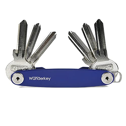 Wunderkey Classic Blau (2-8 Schlüssel) – der Schlüssel-Organizer Made in Germany in Premium Qualität, Key-Organizer, Schlüssel-Etui, Schlüsselhalter, Schlüsselbund Organizer, Schlüsselmäppchen von Wunderkey