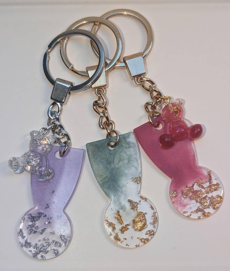 Wunschanfertigung Einkaufswagenlöser Aus Epoxidharz Mit Glimmerpulver - Anhänger | Schlüsselanhänger Personalisiert von WunderlandbySabrina