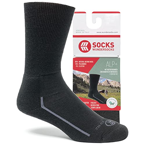 Wundersocks Wandersocken [Made in Italy] 80% Merino Socken ohne Naht und Gummi, mulesingfrei, Thermosocken, Funktionssocken, Hiking, Trekking, Wandersocken Damen, Wandersocken Herren, gepolstert Alp+ von Wundersocks