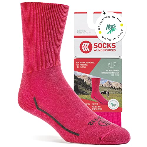 Wundersocks Wandersocken [Made in Italy] 80% Merino Socken ohne Naht und Gummi, mulesingfrei, Thermosocken, Funktionssocken, Hiking, Trekking, Wandersocken Damen, Wandersocken Herren, gepolstert Alp+ von Wundersocks