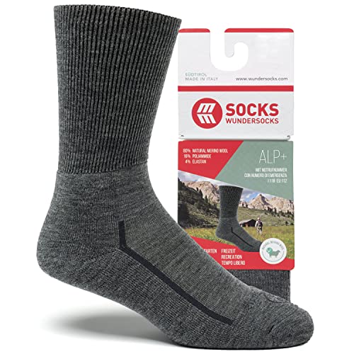 Wundersocks Wandersocken [Made in Italy] 80% Merino Socken ohne Naht und Gummi, mulesingfrei, Thermosocken, Funktionssocken, Hiking, Trekking, Wandersocken Damen, Wandersocken Herren, gepolstert Alp+ von Wundersocks