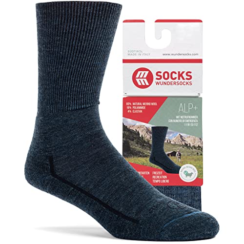 Wundersocks Wandersocken [Made in Italy] 80% Merino Socken ohne Naht und Gummi, mulesingfrei, Thermosocken, Funktionssocken, Hiking, Trekking, Wandersocken Damen, Wandersocken Herren, gepolstert Alp+ von Wundersocks