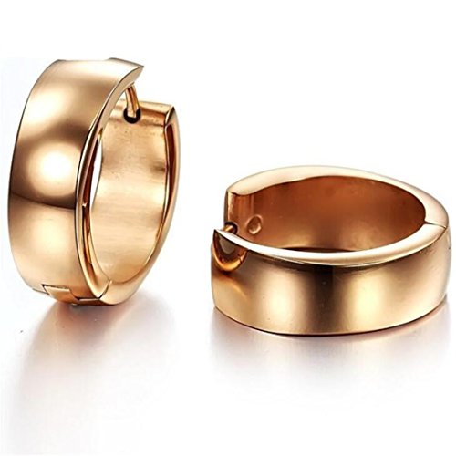 Creolen Ohrringe Damen Herrren Mädchen Titanstahl Hypoallergen Rosegold Einfache Stil Mode Ohrstuds Ohrschmuck von Wunhope