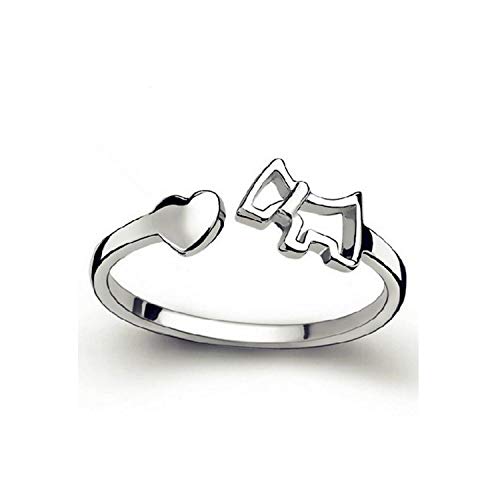 Wunhope Damen Ring 925 Silber Einfache mini Pferd Herz Mode Öffnen Schwanzring partnerschaftsringe Bandring verstellbar von Wunhope