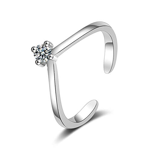 Wunhope Damen Ring Silber 925 mit Zirkonia Glitzer V-from Geöffneter Einfache Trauringe Ehering partnerschaftsringe Verlobungsring für Freundin Frauen verstellbar von Wunhope