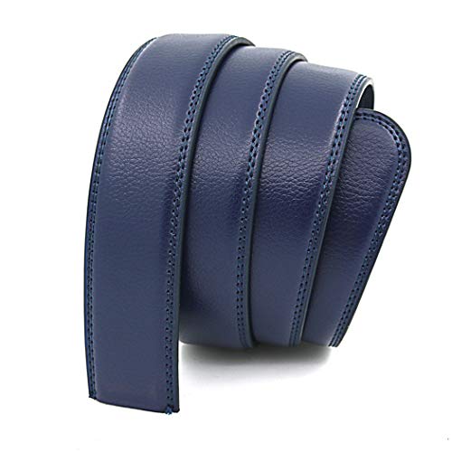 Wunhope Herren Gürtel Ratsche Automatik Gürtel für Männer Belts ohne Schnalle 35mm Breit Ledergürtel (Blau, 115 CM) von Wunhope