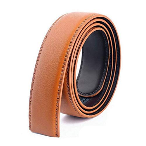 Wunhope Herren Gürtel Ratsche Automatik Gürtel für Männer Belts ohne Schnalle 35mm Breit Ledergürtel (Gelb, 110 CM) von Wunhope