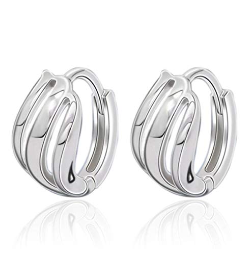 Wunhope Ohrringe Damen Mädchen 925er Silber Mode Linie Klein creolen Hoop Ohrschmuck Weihnachten Geburtstagsgeschenk von Wunhope