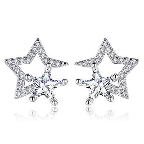 Wunhope Ohrringe Damen Mädchen 925er Silber Mode Zirkonia Sterne Klein Ohrstecker Glitter Studs Ohrschmuck fur Frauen Freundin Tochter von Wunhope