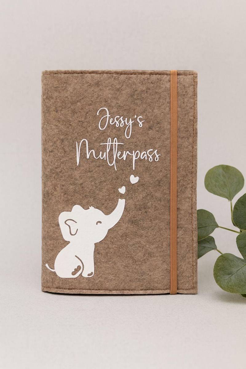 Personalisierte Mutterpasshülle Aus Filz | Mutterpass Verschiedene Farben Elefant von WunschFilz