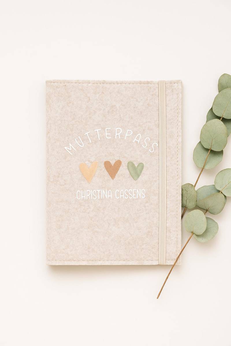 Personalisierte Mutterpasshülle Aus Filz | Mutterpass Verschiedene Farben von WunschFilz