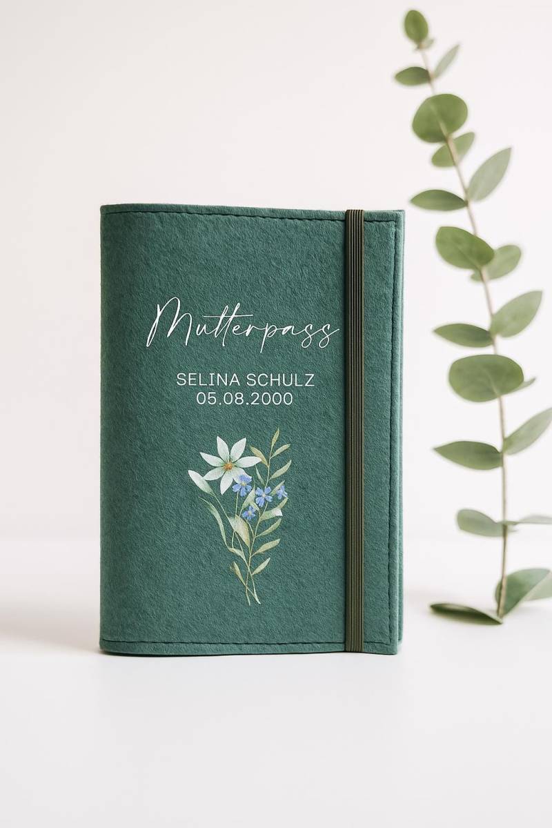 Personalisierte Mutterpasshülle Aus Filz | Mutterpass Verschiedene Farben von WunschFilz