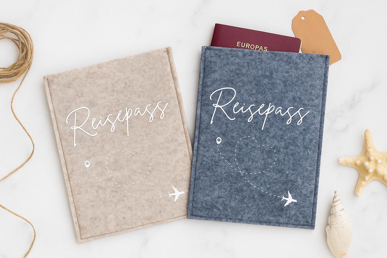 Personalisierte Reisepass Hülle Aus Filz | Passport Verschiedene Farben von WunschFilz