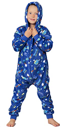 Kinder-Einteiler, superweich, Cosmic Space Rocket All-in-One-Fleece-Schlafanzug für Jungen oder Mädchen, Alter 2–13 Jahre, Cosmic Space, 6-7 Jahre von Wunsy